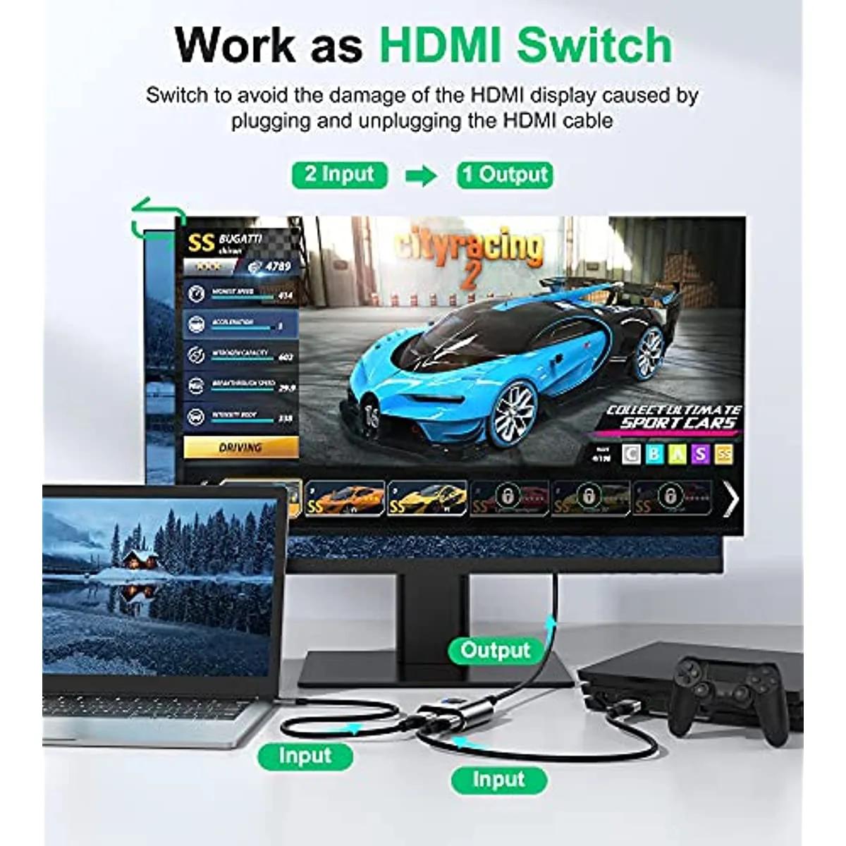 HDMI ġ ø ó,  , Xbox PS5, 4/3 ÷̾, ̾ ƽ Roku ȣȯǴ HD , 2 in 1 Out, 4k @ 30hz